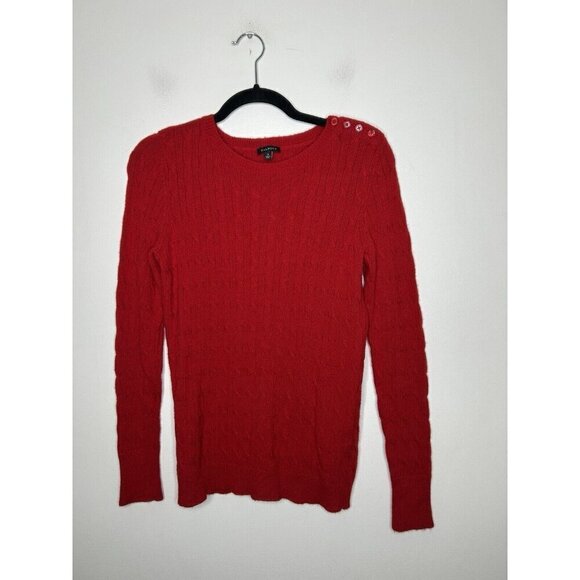 Talbots Red Buttons Long Sleeve Lambswool Blend Sweater Size Small - Picture 1 of 11